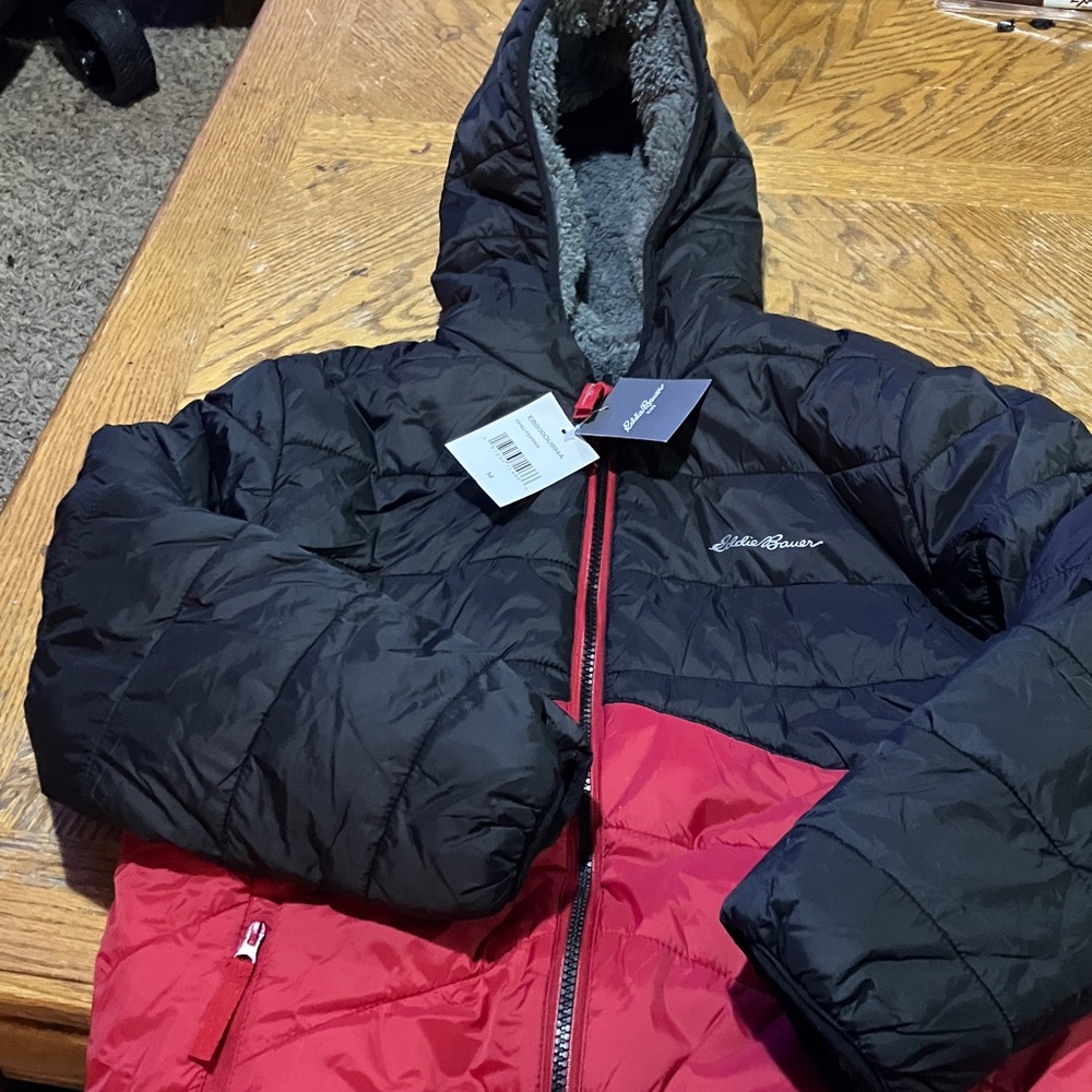 Eddie Bauer Kids Puffer Jacket in Black and Red